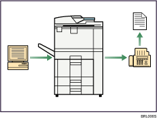Illustration of paperless fax transmission