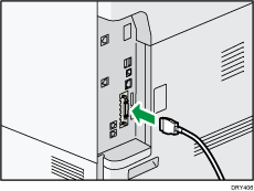 Illustration of connecting the IEEE 1284 interface cable