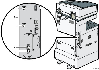 Illustration du raccordement d'une ligne téléphonique (avec numérotation)