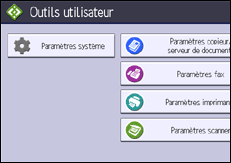 Illustration de l'écran du panneau de commande