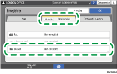 Illustration de l'écran du panneau de commande