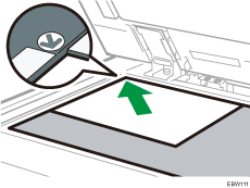 Illustration du placement d'un original aligné avec la marque du coin