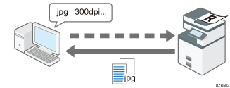 Illustration de la numérisation d'un original depuis un ordinateur