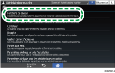 Illustration de l'écran du panneau de commande
