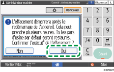 Illustration de l'écran du panneau de commande