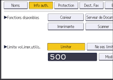 Illustration de l'écran du panneau de commande