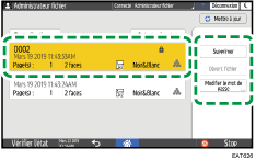 Illustration de l'écran du panneau de commande