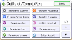 Illustration de l'écran du panneau de commande