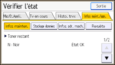 Illustration de l'écran du panneau de commande