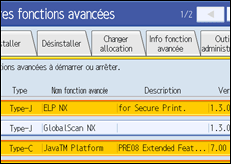 Illustration de l'écran du panneau de commande