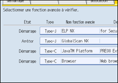 Illustration de l'écran du panneau de commande