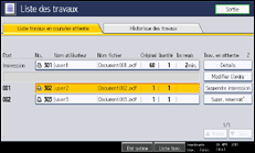 Illustration de l'écran du panneau de commande