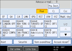 Illustration de l'écran du panneau de commande