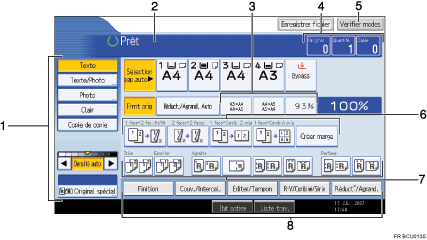 Illustration de l&apos;écran du panneau de commande indiqué par un numéro sur l&apos;illustration