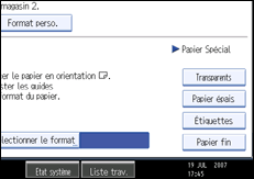 Illustration de l'écran du panneau de commande.
