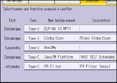 Illustration de l'écran du panneau de commande