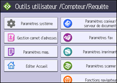 Illustration de l'écran du panneau de commande