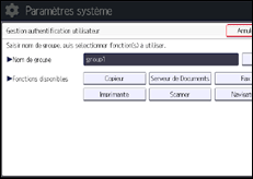 Illustration de l'écran du panneau de commande