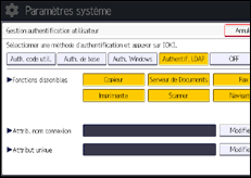 Illustration de l'écran du panneau de commande