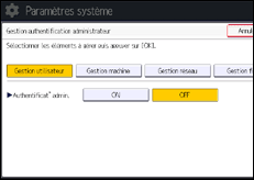 Illustration de l'écran du panneau de commande