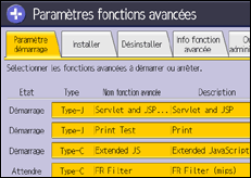 Illustration de l'écran du panneau de commande