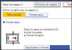 Illustration de l'écran du panneau de commande.