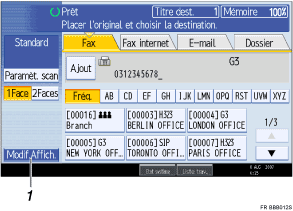 Illustration du panneau de commande avec légende numérotée.