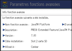 Illustration de l'écran du panneau de commande