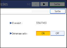 Illustration de l'écran du panneau de commande