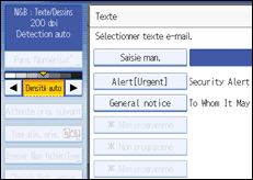 Illustration de l'écran du panneau de commande