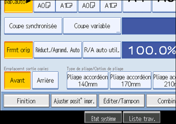 Illustration de l'écran du panneau de commande