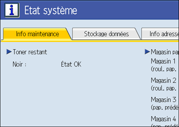 Illustration de l'écran du panneau de commande