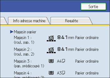 Illustration de l'écran du panneau de commande