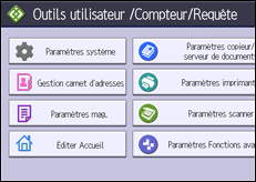 Illustration de l'écran du panneau de commande