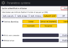 Illustration de l'écran du panneau de commande