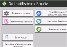 Illustration de l'écran du panneau de commande