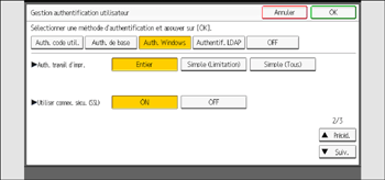 Illustration de l'écran du panneau de commande