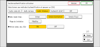 Illustration de l'écran du panneau de commande