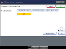 Illustration de l'écran du panneau de commande