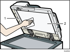 Illustration numérotée du chargeur automatique de documents avec retournement