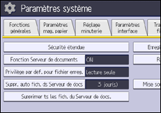 Illustration de l'écran du panneau de commande