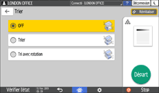 Illustration de l'écran du panneau de commande