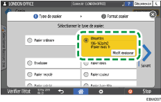 Illustration de l'écran du panneau de commande