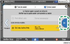 Illustration de l'écran du panneau de commande