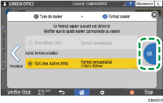 Illustration de l'écran du panneau de commande