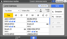 Illustration de l'écran du panneau de commande