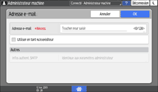 Illustration de l'écran du panneau de commande