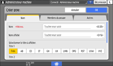 Illustration de l'écran du panneau de commande