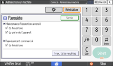 Illustration de l'écran du panneau de commande