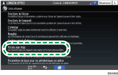 Illustration de l'écran du panneau de commande